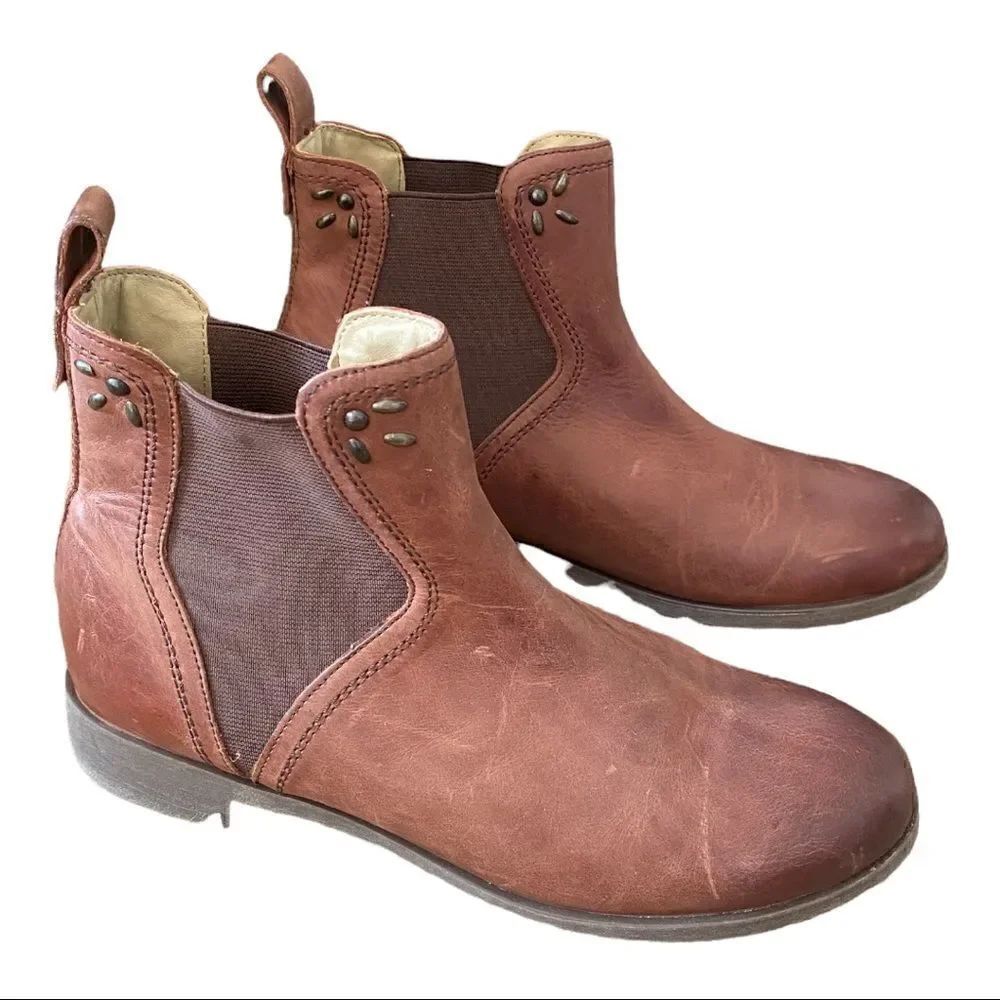 Olukai | Women's Brown Leather Pull On Ankle Kualona Boots Booties | 7